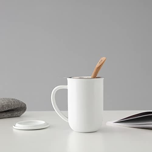 Viva Scandinavia Teetasse Glas Doppelwandig für Thermoglas und Tee-Verfeinerung, mit Edelstahl-Sieb und Bambus-Holz-Deck