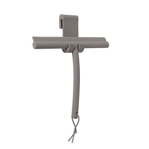 blomus -VIPO- Duschwischer für Anthrax/Grau, magnetgesteuerter Designduschaufhänger, streifenfreie Reinigung (H 20 cm, B