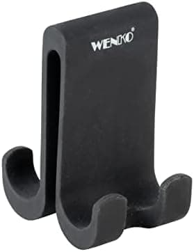 WENKO Doppel-Duschhaken Verna Duo Schwarz für Duschkabinen mit bis 10 mm Wandstärke