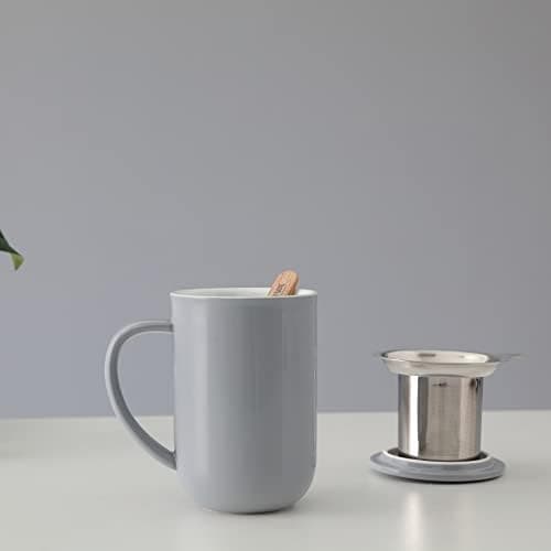 Viva Scandinavia Teetasse Glas Doppelwandig für Thermoglas und Tee-Verfeinerung, mit Edelstahl-Sieb und Bambus-Holz-Deck