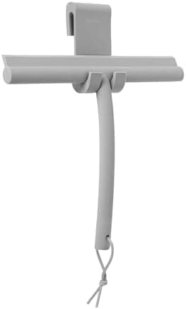 blomus -VIPO- Duschwischer für Anthrax/Grau, magnetgesteuerter Designduschaufhänger, streifenfreie Reinigung (H 20 cm, B