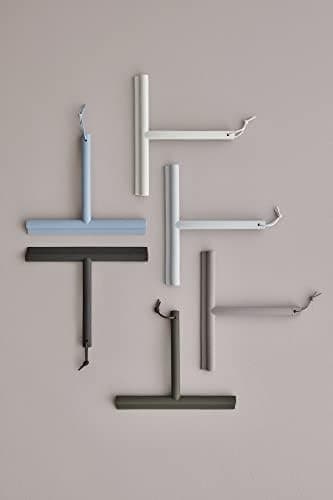 blomus -VIPO- Duschwischer für Anthrax/Grau, magnetgesteuerter Designduschaufhänger, streifenfreie Reinigung (H 20 cm, B