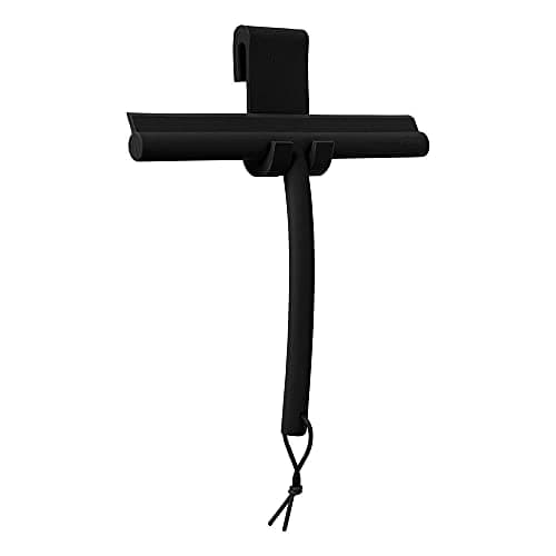 blomus -VIPO- Duschwischer für Anthrax/Grau, magnetgesteuerter Designduschaufhänger, streifenfreie Reinigung (H 20 cm, B