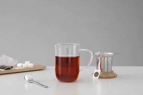 Viva Scandinavia Teetasse Glas Doppelwandig für Thermoglas und Tee-Verfeinerung, mit Edelstahl-Sieb und Bambus-Holz-Deck
