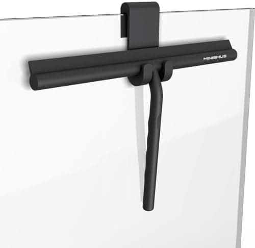 Minismus Silikon Duschabzieher Schwarz 28cm - Makellose Oberflächen, Kein Bohren erforderlich, Glas & FensterHalterung i