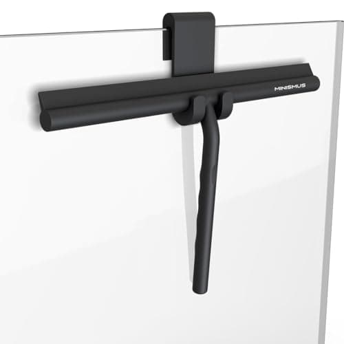 Minismus Silikon Duschabzieher Schwarz 28cm - Makellose Oberflächen, Kein Bohren erforderlich, Glas & FensterHalterung i