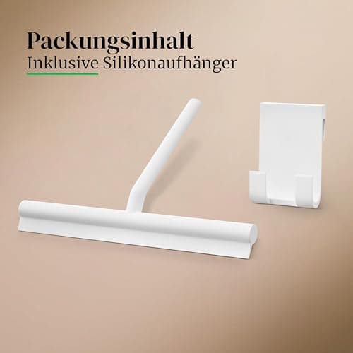 Silikon Duschabzieher ohne Bohren für Duschkabinenabzieher - Extra breiter Abzieher & Wischer - 24 cm Lippe