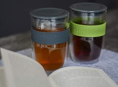 Teebecher mit Sieb 380ml Doppelwandig Taupe