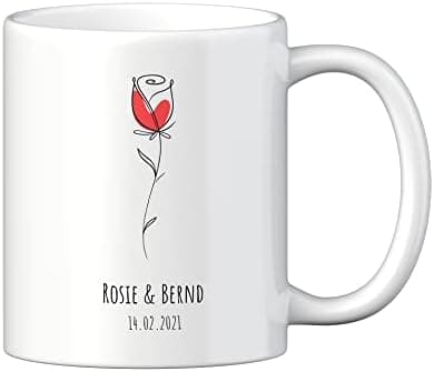 Personalisierte Tasse mit Namen und Motiv – 325ml, Keramik, vers. Farben – Geschenkidee für Männer und Frauen – Jahresta
