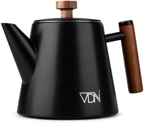 VDN Teekanne mit Siebeinsatz für 5-6 Tassen - Doppelwandig Edelstahl, 1L - Thermowarm bis zu 1h - Teebereiter für losen