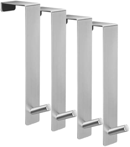 ARTOYS Silber Duschhaken ohne Bohren – 4 Stück für Badezimmerglas 8mm, Kleiderhaken, Duschbad