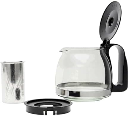 T24 Glas Teekanne mit Hitzebeständigem Edelstahl Filter für Losen Tee - 1250ml - Überhitzungsschutz und Siebeingebaust