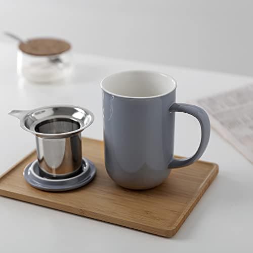 Viva Scandinavia Teetasse Glas Doppelwandig für Thermoglas und Tee-Verfeinerung, mit Edelstahl-Sieb und Bambus-Holz-Deck