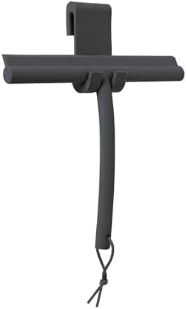 blomus -VIPO- Duschwischer für Anthrax/Grau, magnetgesteuerter Designduschaufhänger, streifenfreie Reinigung (H 20 cm, B