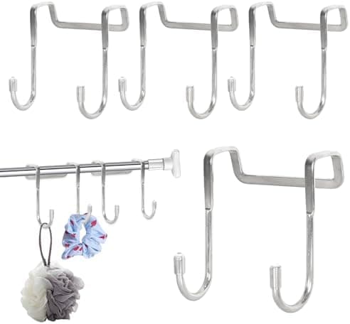Edelstahl Düsehaken 4er Set Silber Duschwand Haken ohne Bohren Dusche Türhaken für Küche Badezimmer Flur Schlafzimmer