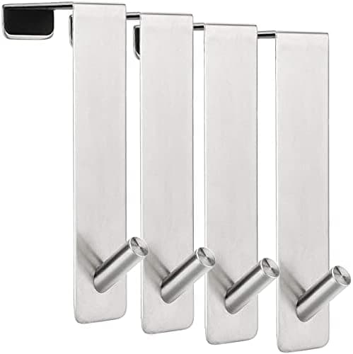 ARTOYS Silber Duschhaken ohne Bohren – 4 Stück für Badezimmerglas 8mm, Kleiderhaken, Duschbad