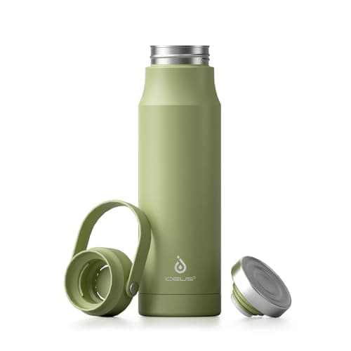 Ideaux Isolierbecher 14oz (420ml) | Doppelwandig | Eign. für Kaffee & Tee - Grün | Auslaufsicher | Reisebef. | Heiß & Ka