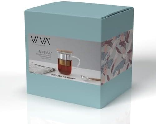 Viva Scandinavia Teetasse Glas Doppelwandig für Thermoglas und Tee-Verfeinerung, mit Edelstahl-Sieb und Bambus-Holz-Deck