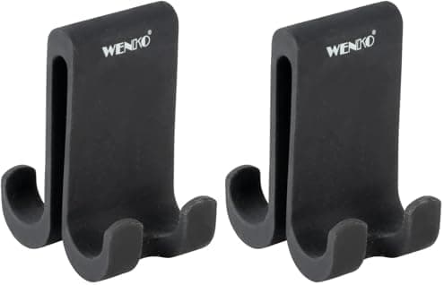 WENKO Doppel-Duschhaken Verna Duo Schwarz für Duschkabinen mit bis 10 mm Wandstärke