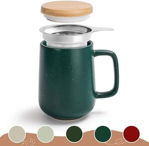 Keramik Teetasse Groß mit Sieb - Teegeschenke - Pastelltürkis