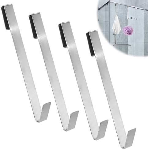 4 Stück Duschtürhaken für Glaswand ohne Bohren ≤12mm Halterung Duschhaken Handtuchhaken Duschwand Handtücher ohne Montag