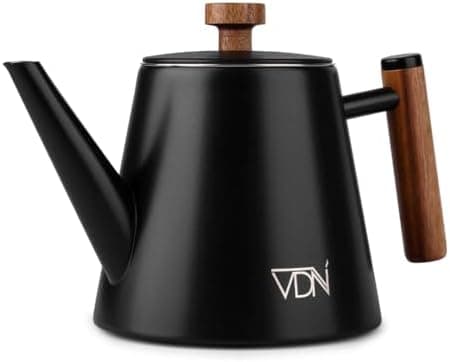 VDN Teekanne mit Siebeinsatz für 5-6 Tassen - Doppelwandig Edelstahl, 1L - Thermowarm bis zu 1h - Teebereiter für losen