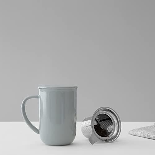 Viva Scandinavia Teetasse Glas Doppelwandig für Thermoglas und Tee-Verfeinerung, mit Edelstahl-Sieb und Bambus-Holz-Deck