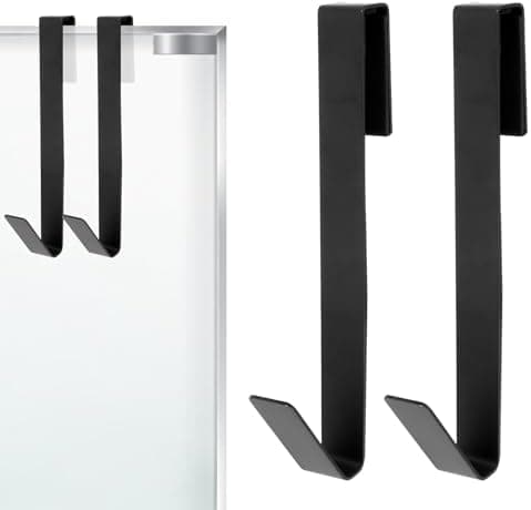 Sibba DuschtüRhaken - Edelstahl-Handtuchhaken für Bademantel, robust und Bohrfrei, 2 Stückecn, für Badezimmer, schwarz