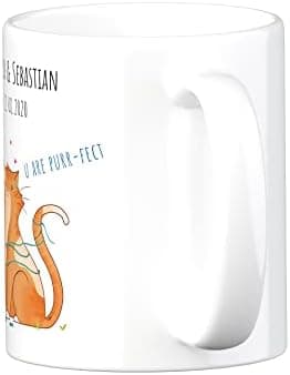 Personalisierte Tasse mit Namen und Motiv – 325ml, Keramik, vers. Farben – Geschenkidee für Männer und Frauen – Jahresta