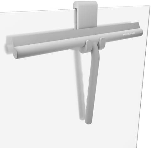 Minismus Silikon Duschabzieher Schwarz 28cm - Makellose Oberflächen, Kein Bohren erforderlich, Glas & FensterHalterung i