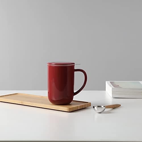 Viva Scandinavia Teetasse Glas Doppelwandig für Thermoglas und Tee-Verfeinerung, mit Edelstahl-Sieb und Bambus-Holz-Deck