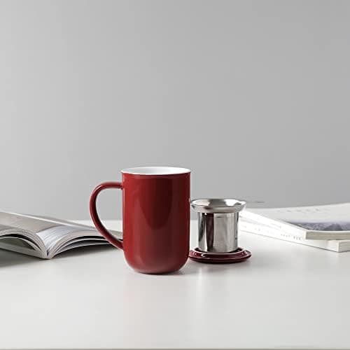 Viva Scandinavia Teetasse Glas Doppelwandig für Thermoglas und Tee-Verfeinerung, mit Edelstahl-Sieb und Bambus-Holz-Deck