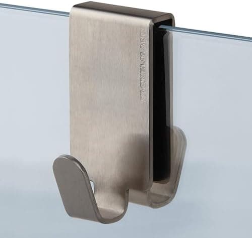 Fackelmann Doppelhaken für Glasduschwand TECNO Silber Handtuchhalter Edelstahl
