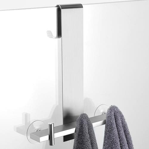 Kegii Duschhaken ohne Bohren - Ideal für Glasstärken von 6-12 mm | Für Handtücher und Duschabzieher | 2er Set Matt Schwa