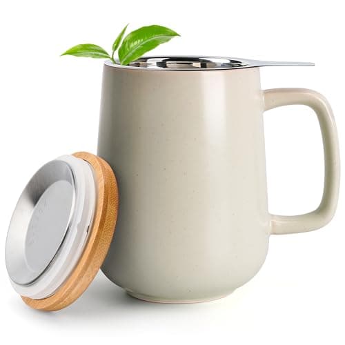 Keramik Teetasse Groß mit Sieb - Teegeschenke - Pastelltürkis