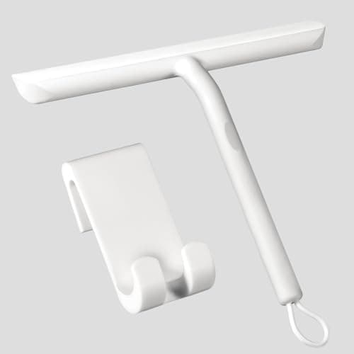 Vinabo Weissliche Duschabzieher Set Silikon Abzieher Bad Badezimmer Fenster Edelstahl Breit Saugnapf Bohrenfrei 21cm