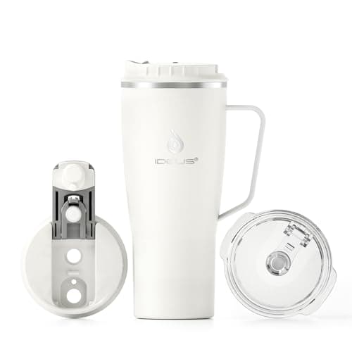 Ideaux Isolierbecher 14oz (420ml) | Doppelwandig | Eign. für Kaffee & Tee - Grün | Auslaufsicher | Reisebef. | Heiß & Ka