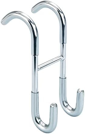 WENKO Duschhaken Taranto für Silberne Duschabzieher und Handtücher mit 2 Haken und Edelstahl-Bauwerk in Bad und WC