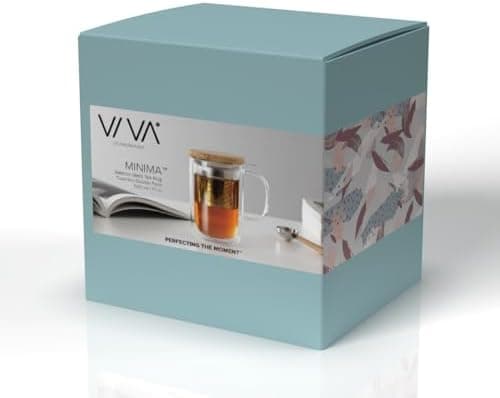 Viva Scandinavia Teetasse Glas Doppelwandig für Thermoglas und Tee-Verfeinerung, mit Edelstahl-Sieb und Bambus-Holz-Deck