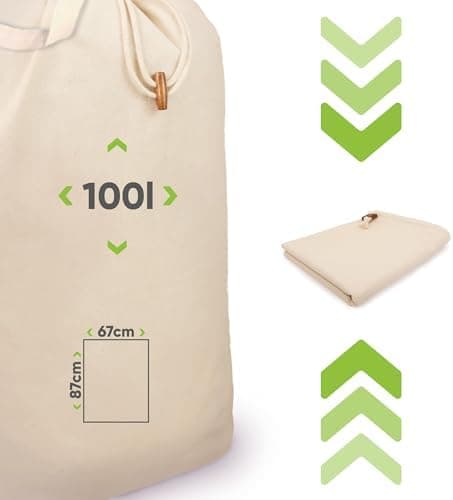 Wäschesack 2er Set 50 x 70 cm - Reise 100% Baumwolle OEKO-TEX zertifiziert, Wäschebeutel, Schmutzwäschebeutel
