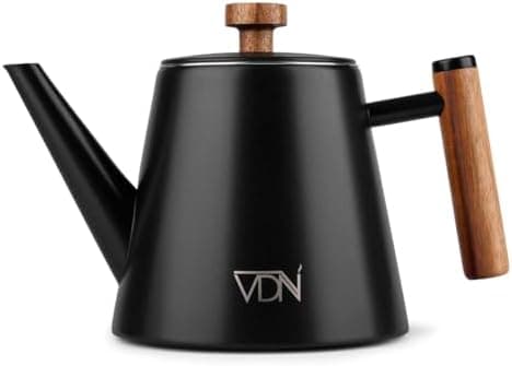 VDN Teekanne mit Siebeinsatz für 5-6 Tassen - Doppelwandig Edelstahl, 1L - Thermowarm bis zu 1h - Teebereiter für losen