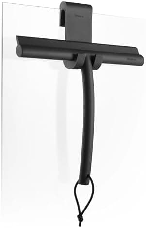 blomus -VIPO- Duschwischer für Anthrax/Grau, magnetgesteuerter Designduschaufhänger, streifenfreie Reinigung (H 20 cm, B