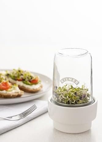 Kilner Sprossenglas Keimglas Set für Brokkolianbeter mit Anleitung und Edelstahlgerüst
