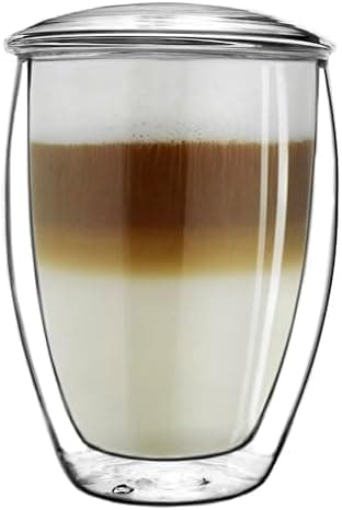 Creano Teeglas all in one 400ml - Große Teetasse mit Edelstahlsieb und Glasdeckel für echten Geschmack (1x 400ml)  
Crea