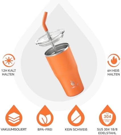 Ideaux Isolierbecher 14oz (420ml) | Doppelwandig | Eign. für Kaffee & Tee - Grün | Auslaufsicher | Reisebef. | Heiß & Ka