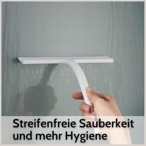 DEKAZIA® Duschabzieher Schwarz - Silikon Wasserabzieher für Dusche - Robust für Glas und Fliesen - Hochgewordene Abgießk