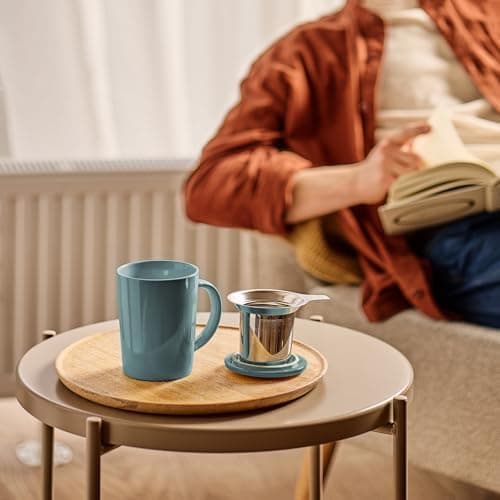 Cosumy Keramik Teetasse mit Sieb und Deckel - Hält lange warm - Spülmaschinenfest - Ideal für Tagesgebrauch - 400ml