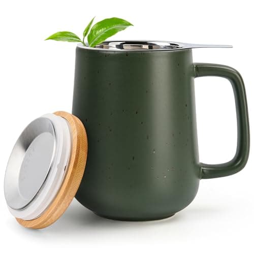 Keramik Teetasse Groß mit Sieb - Teegeschenke - Pastelltürkis