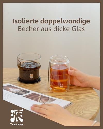 ZENS Modern Teekanne Glas mit Sieb für Teeliebhaber in Portable Tea Maker mit Isolierbecher