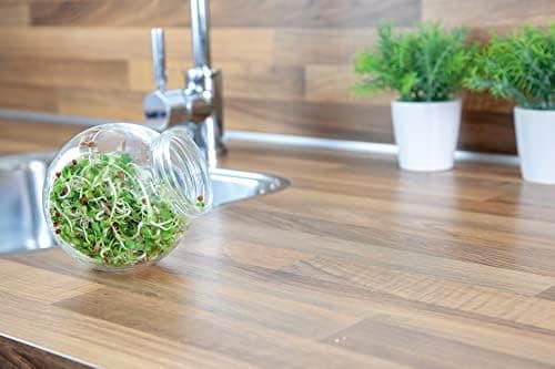 FLORTUS Keimglas mit Edelstahlgitter für Sprossen Anzucht - 11cm x 7cm x 10cm - Keimglas für sproffen Sprossen ziehen -